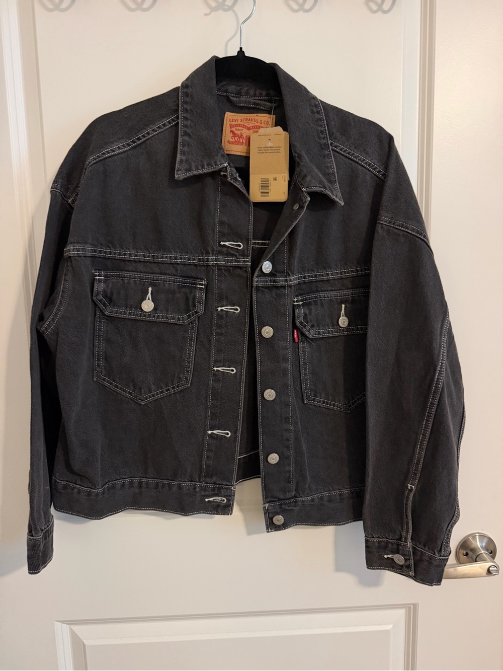 Levi's Black Denim Jacket with White Contrast Stitching
